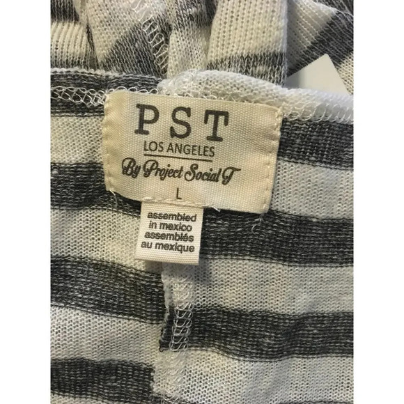 NEW PST by Project Social T Women's Size Large Gray Everyday Striped Tee Shirt - Picture 6 of 6